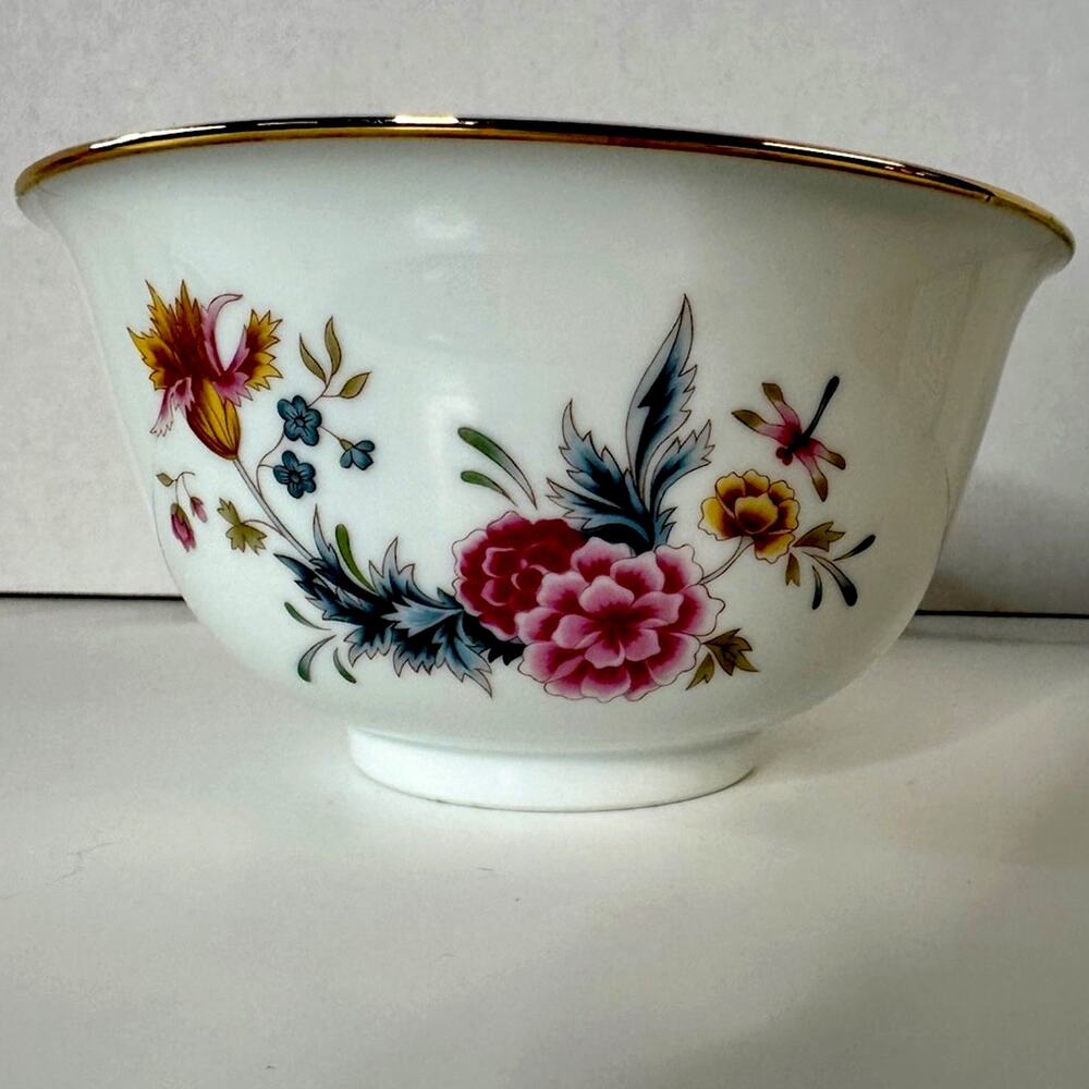 Avon American Heirloom Independence Day 1981 Gold Trim Floral Porcelain Bowl